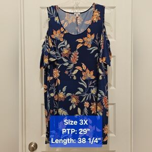AUW Floral Cold Shoulder Dress, EUC, Size 3X